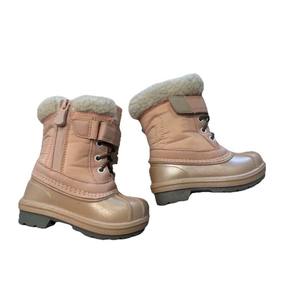 Cat & Jack Toddler Girls Pink Faux Fur Winter Snow Boots Size 5